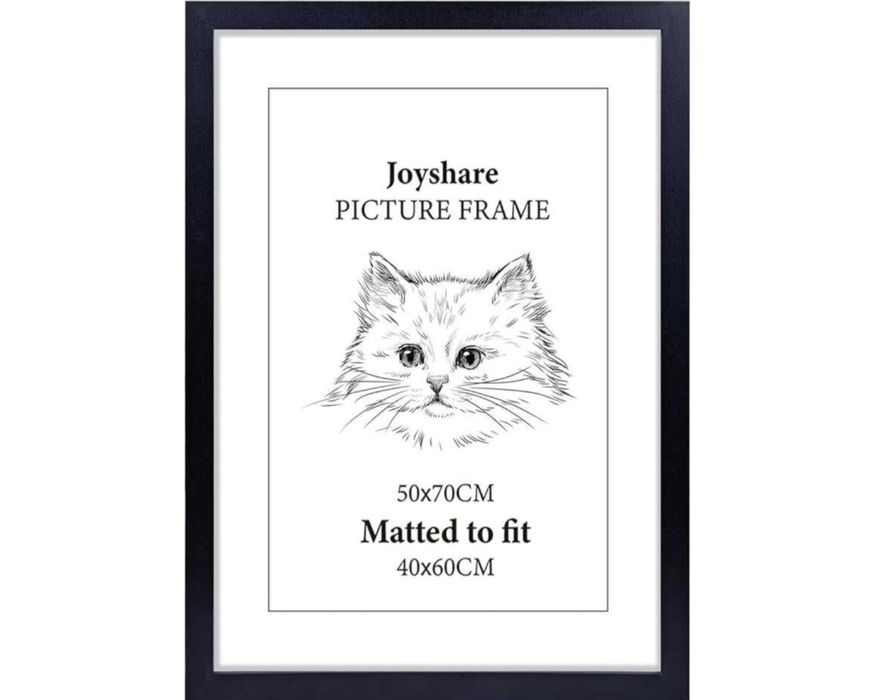 Duża Ramka 50x70 cm czarna z passe-partout MDF Pleksiglas