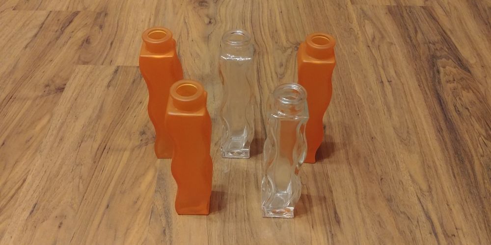 Flakoniki ozdobne kolorowe z grubego szkła dekoracja stan bdb.