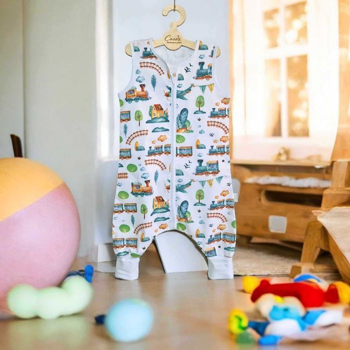 Śpiworek z nogawkami standard 1,6 tog rozmiar 122 wzór Lokomotywa kol