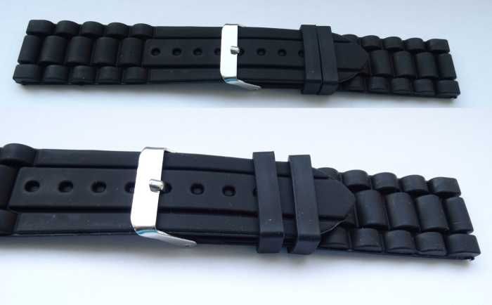 Pasek do zegarka 22mm silikonowy czarny