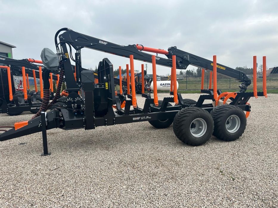 Przyczepa leśna zrywkowa BMF 12Ton Żuraw 750HP Mocny Nowa Raty% Leasin