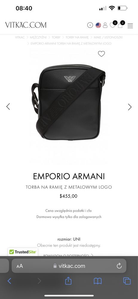 Skórzana torba Emporio Armani Y4M144