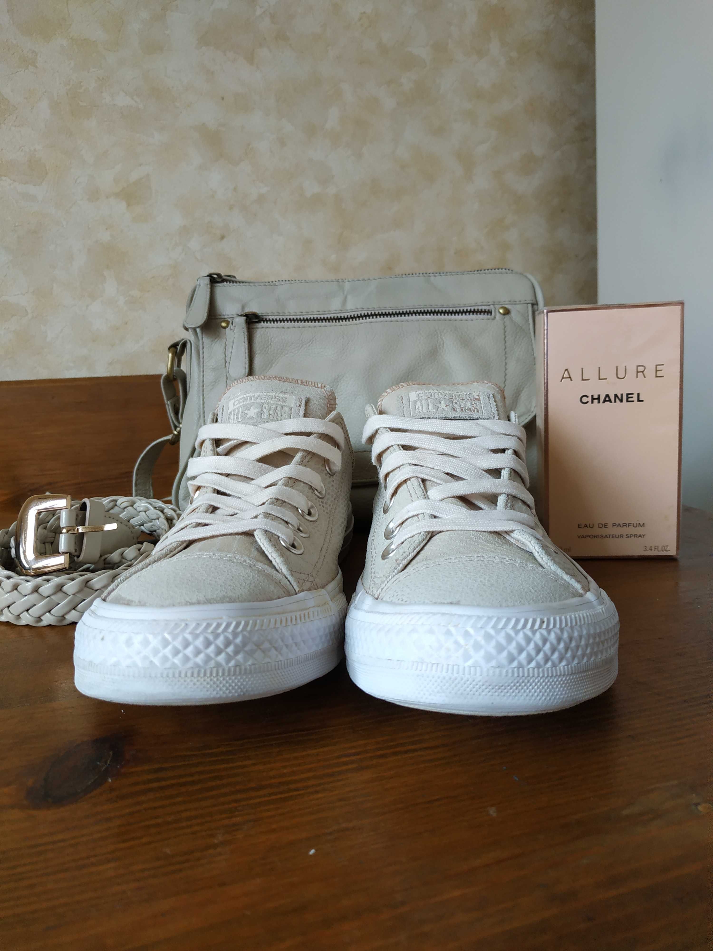 Кеды Converse All Star, бежевые конверсы,кеди колір пудра 40 р., 26 см