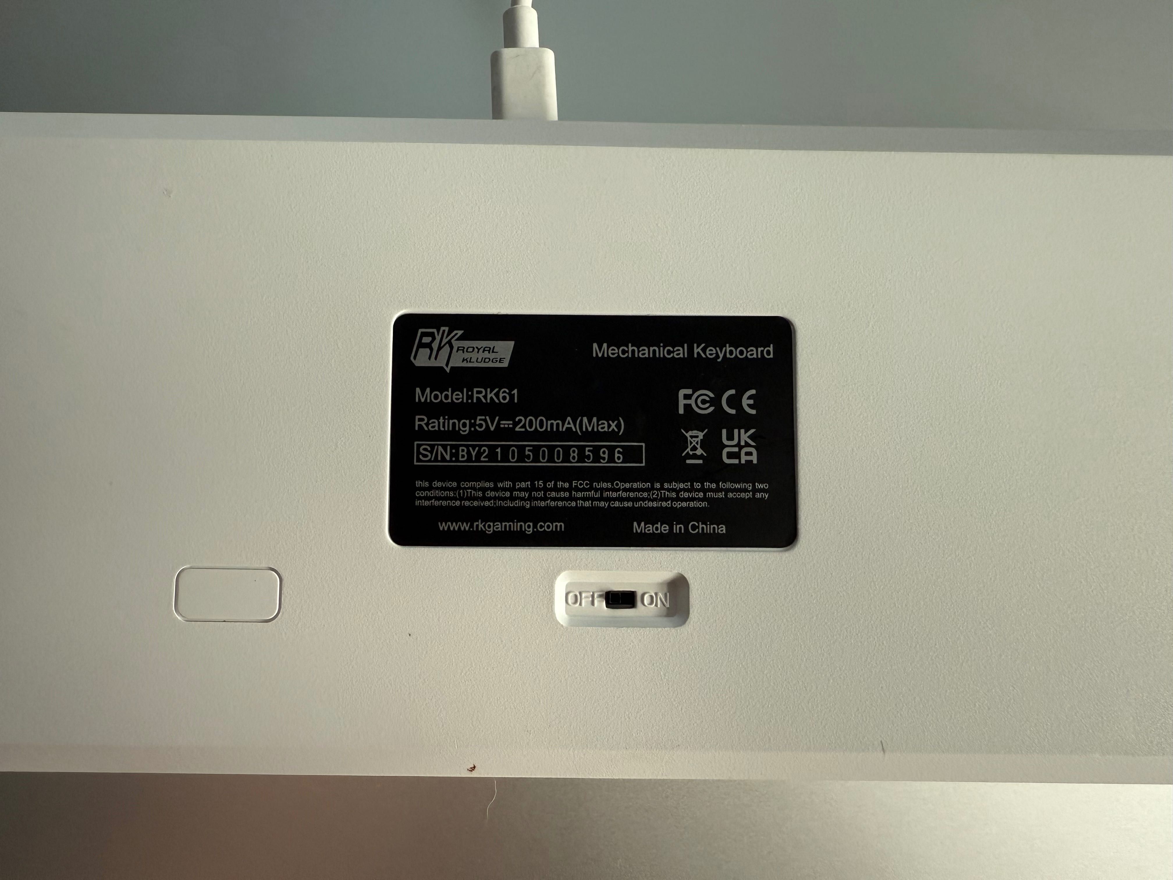 Klawiatura Mechaniczna Royal Kludge RK61 60% Bluetooth RGB Biała