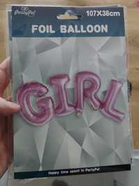 Balon napis "girl" różowy, dziewczynka