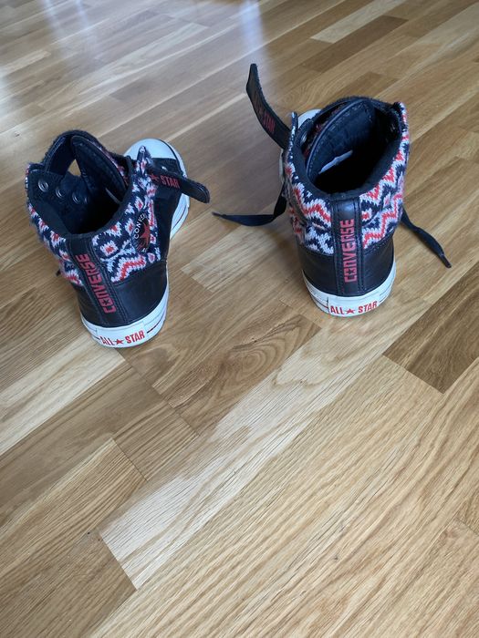 Trampki Converse, roz. 40, czrne+ wstawki wełniane.