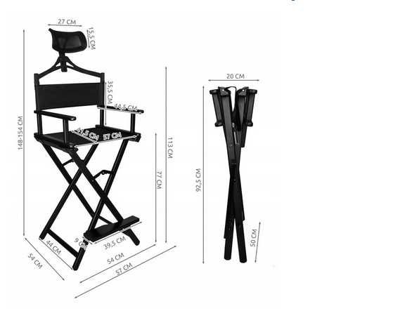 Krzesło do Makijażu Make-Up Wizażu Składane Aluminiowe Zagłówe