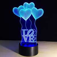 lampka nocna serca love 3d rgb led pilot walentynki