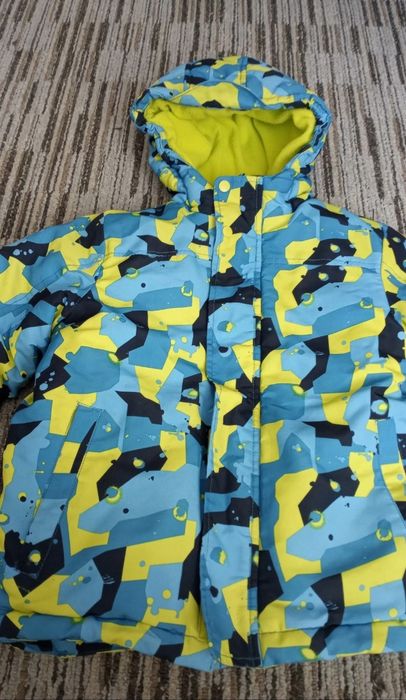 Kurtka chłopięca zimowa narciarska wzorzysta polar kaptur 5.10.15