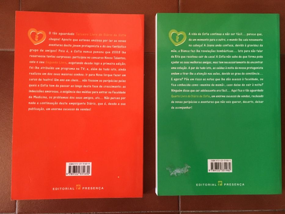 2 Livros - "O Terceiro e Quarto Livro do Diário de Sofia"