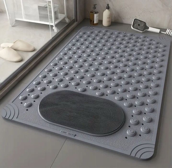Mata lazienkowa szara antyposlizgowa pod prysznic do wanny masujaca no