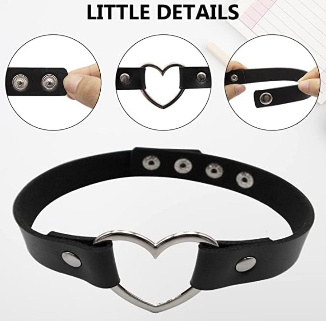 Naszyjnik Choker obroża Gothic Punk Rock Metal Skóra zestaw 8 szt