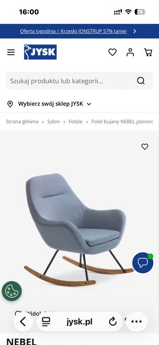 Fotel bujany NEBEL jasnoniebieski tkanina JUSK