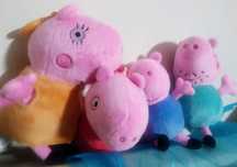 4 Bonecos Peluche Peppa, George, Mãe, Pai, bom estado