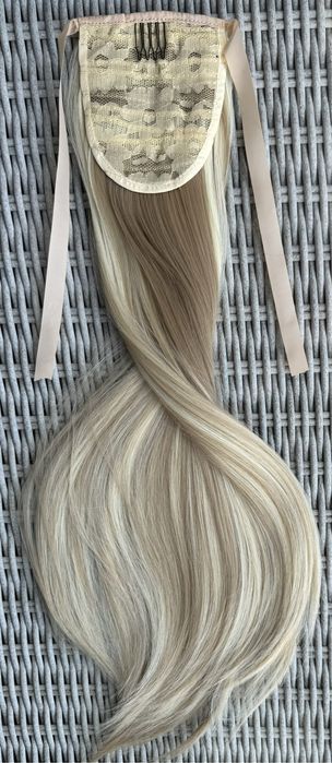 Premium Ultra blond pasemka / refleksy kucyk doczepiany treska 183.
