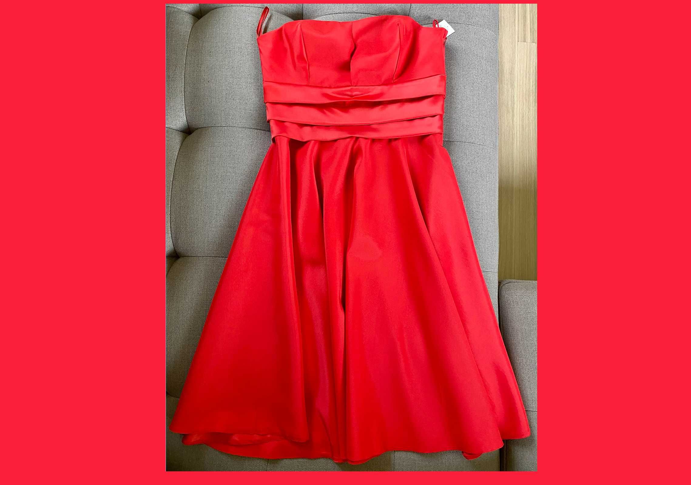 Czerwona sukienka rozmiar 38 M bez ramiączek NOWA z metką