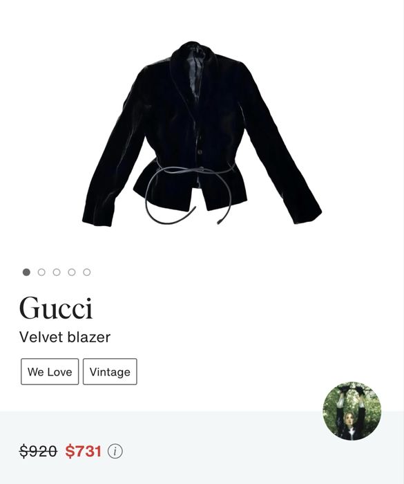 Дизайнерский бархатный пиджак Gucci оригинал! винтаж размер S,М