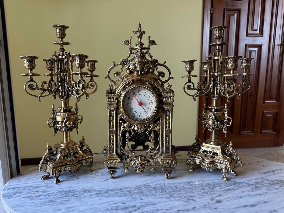 годинник камінний з канделябрами часы каминные винтаж часы в кабинет