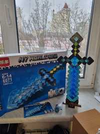 Мечь алмазный детский конструктор Minecraft lego