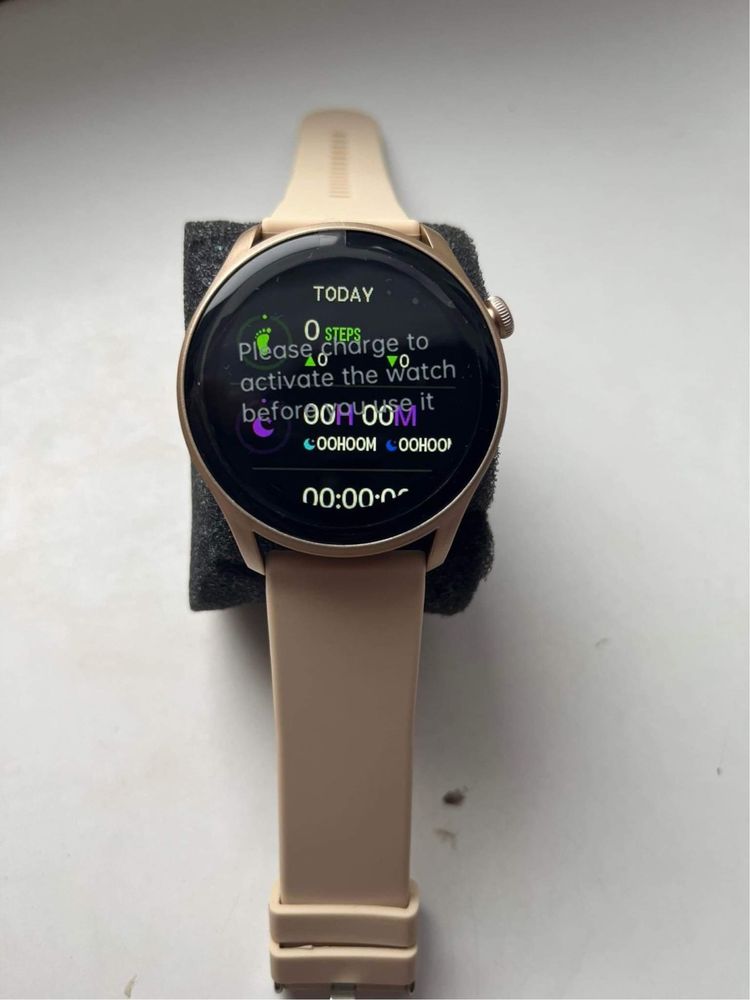 Piękny damski zegarek Smartwatch jakość snu pulsometr róż i złoty