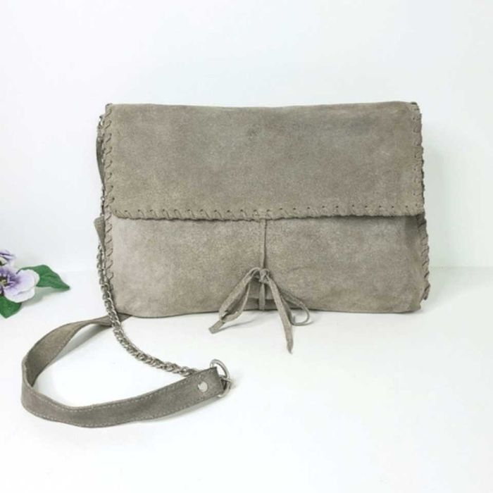 Mala camurça cinzenta