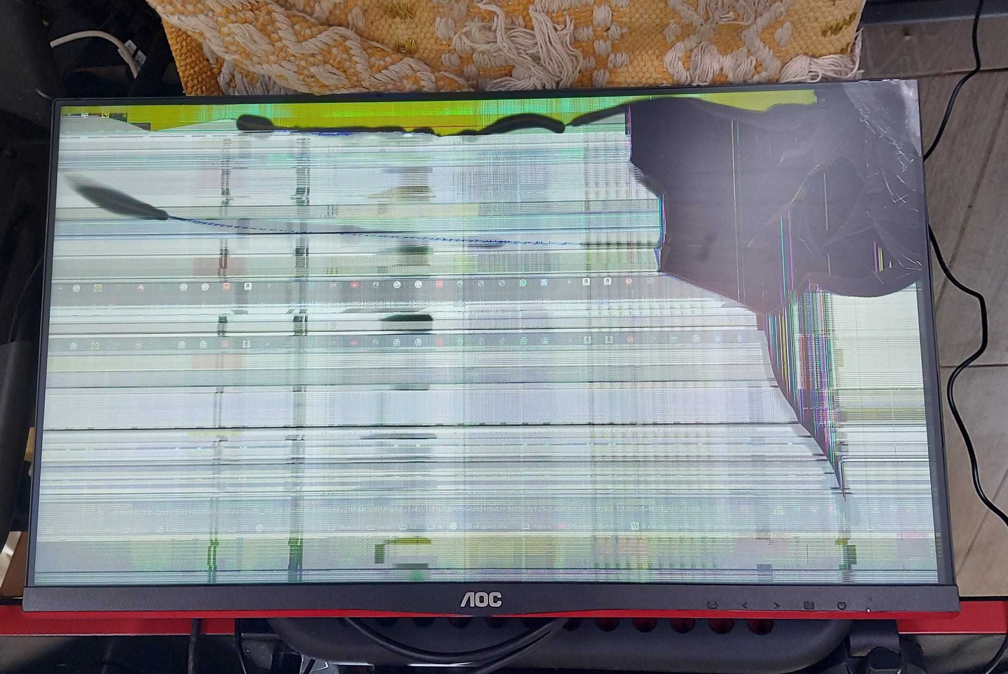Monitor AOC 24G2U 24" – Venda para peças (ecrã partido)