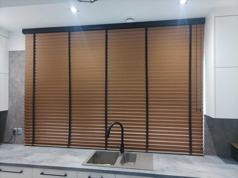 Żaluzje drewniane aluminiowe 50mm 25mm na wymiar plisy rolety montaż