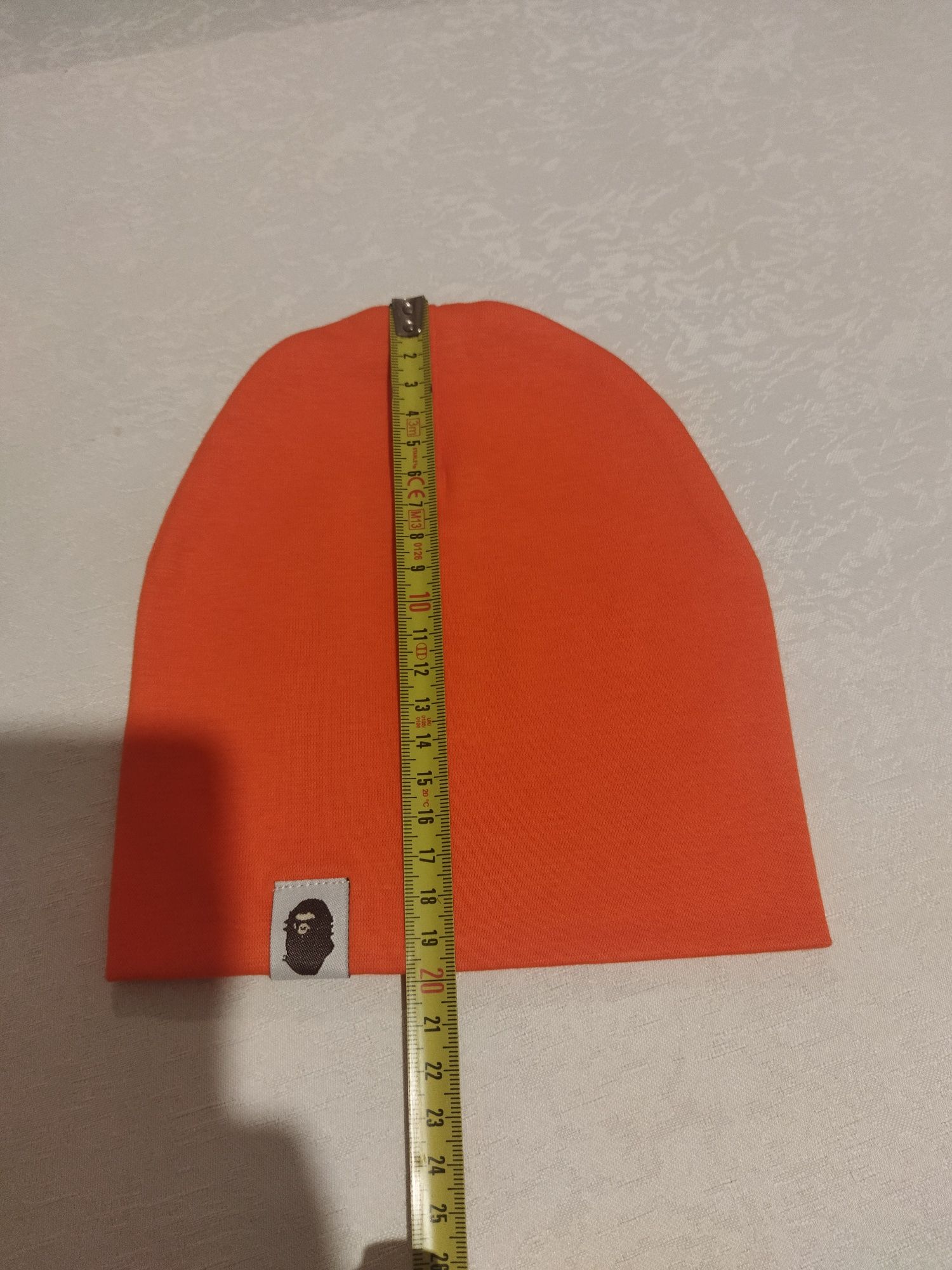 Pomarańczowa czapka 92 wiosenna jesienna z podszewką nowa