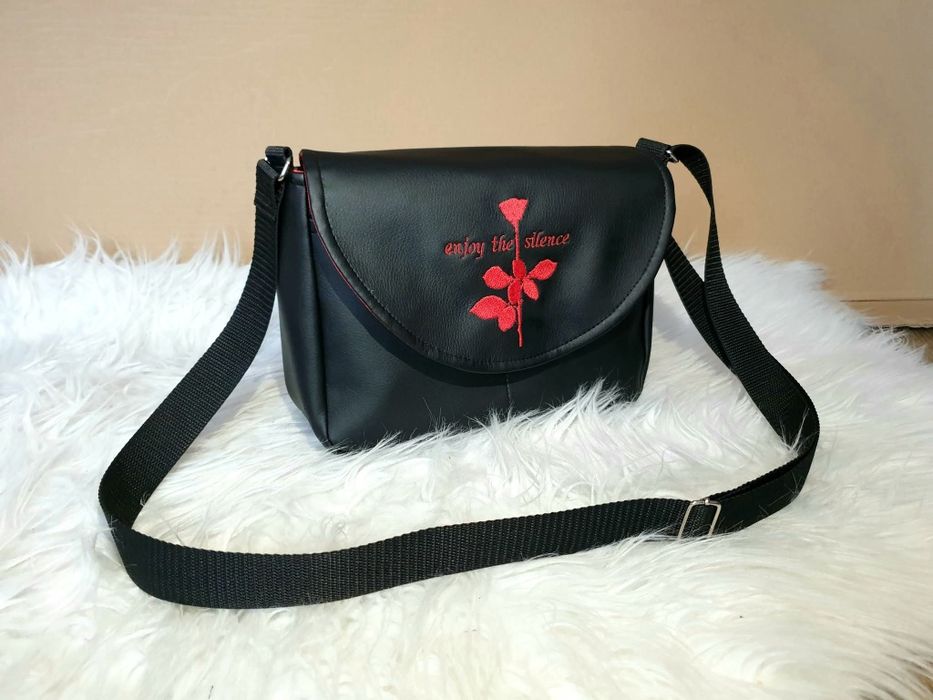 Torebka ekoskóra, haft Depeche Mode. Rękodzieło