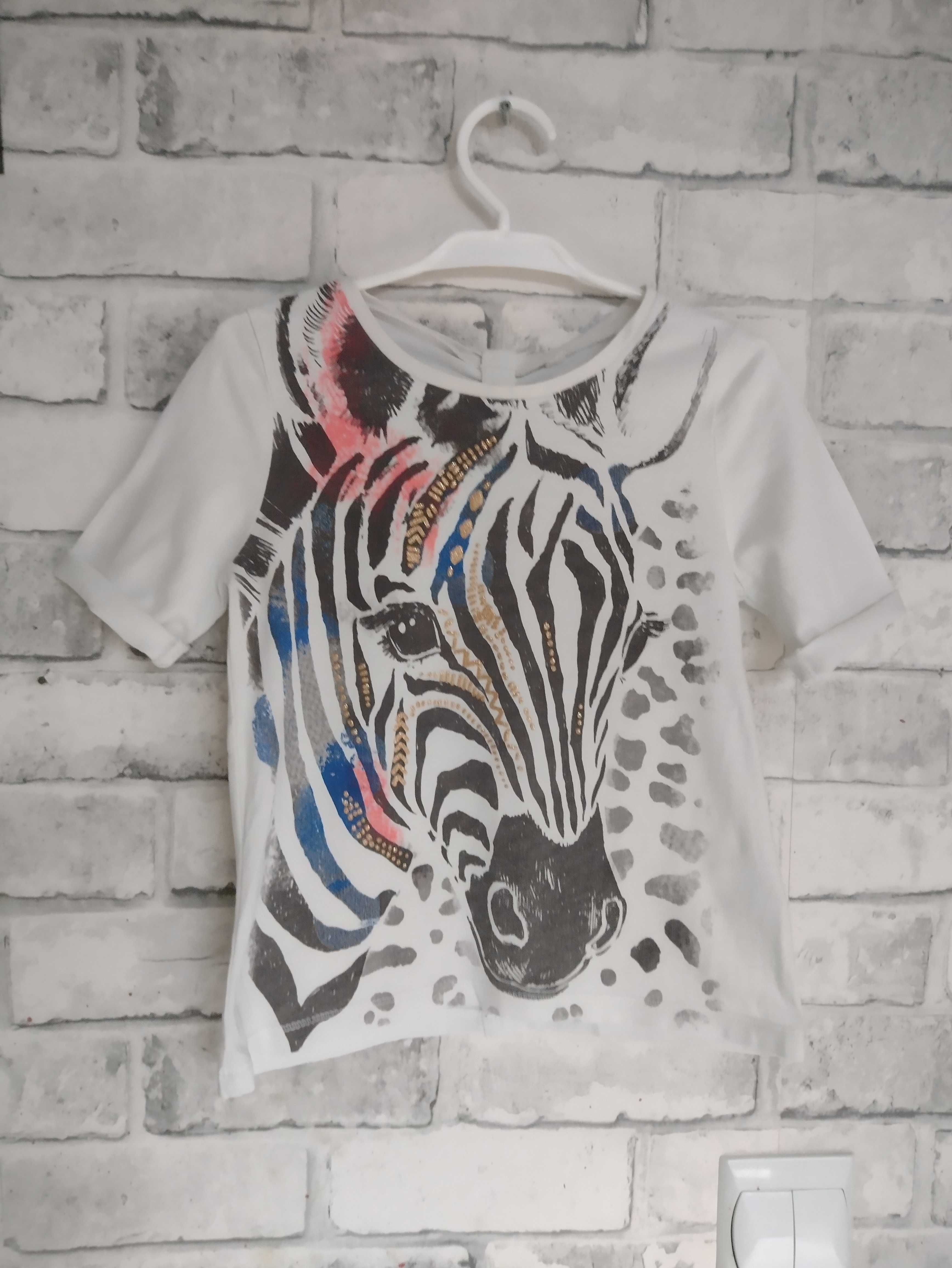 zebra z zebrą zoo safari biała koszulka bluzka z krótkim rękawem 110