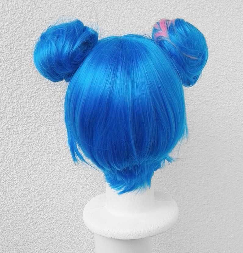Jinx Powder Arcane peruka niebieska z koczkami krótka cosplay wig