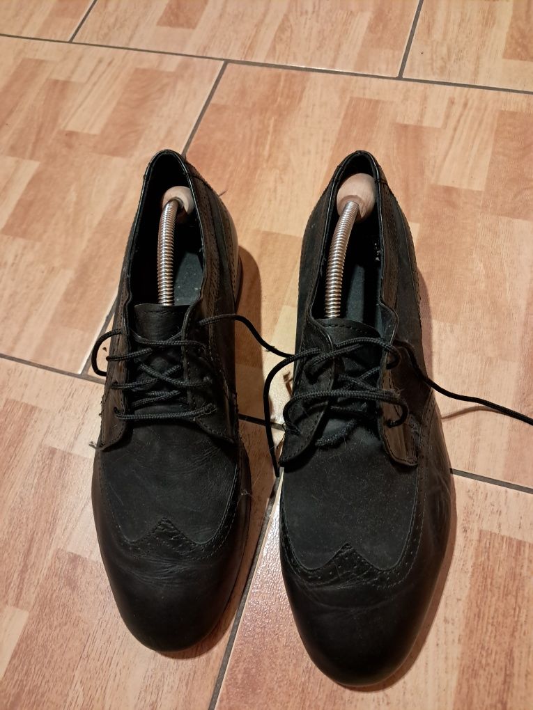 Buty czarne męskie ze skóry