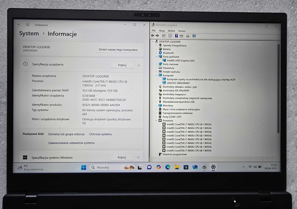 Lenovo X1 Carbon G6 Intel i7-8650U 16GB 128GB FHD WIN 11 Gen 6th