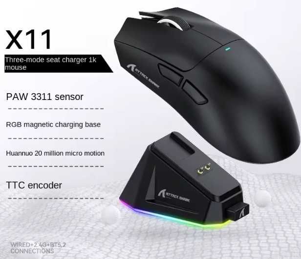 Мышка Игровая Беспроводная Attack Shark X11 22000 DPI PAW3311