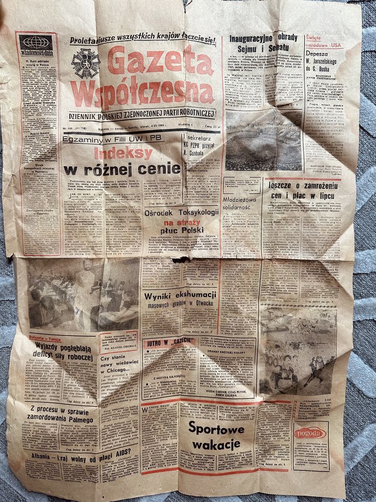 Gazeta współczesna z 1989 roku Białystok Suwałki Łomża