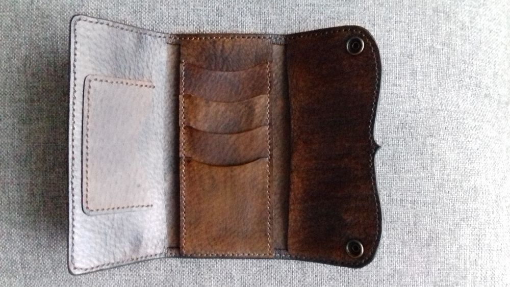 duży skórzany portfel męski westernowy kowbojski - handmade