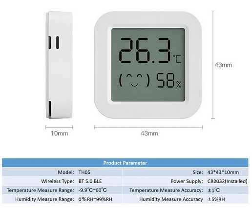 Termometr Higrometr Bluetooth Smart TUYA Alexa