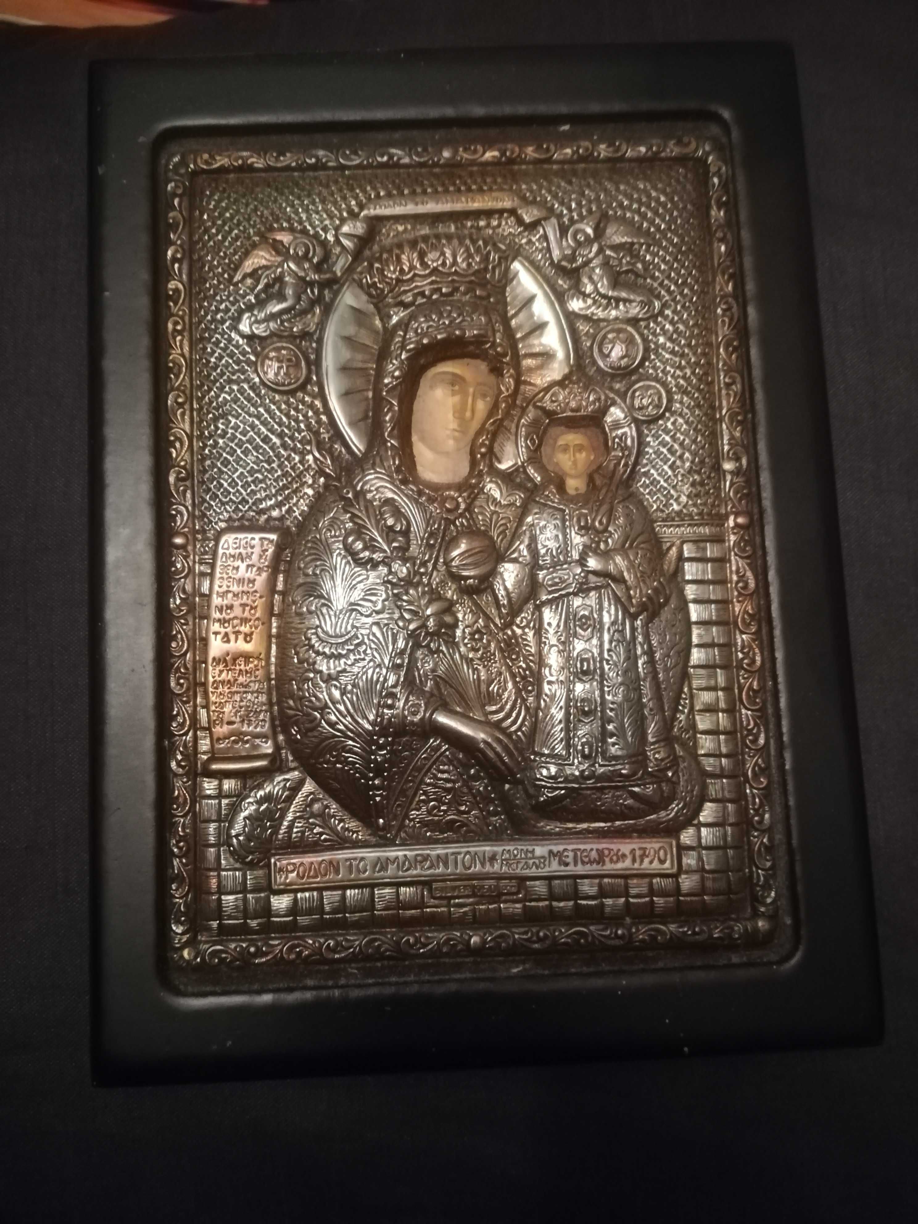 Kopia Bizantyjskiej Ikony - inkrustowana srebrem
