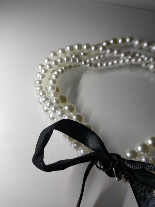 Kolia naszyjnik perełki choker kokarda