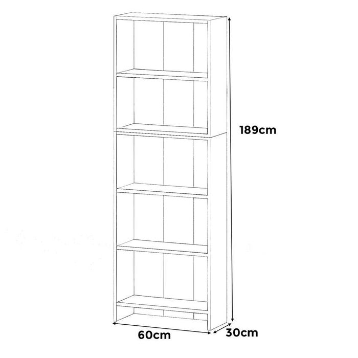 Regał Na Książki Paulla 60cm Nowoczesny Stojak 5 Półek Do Salonu Duży
