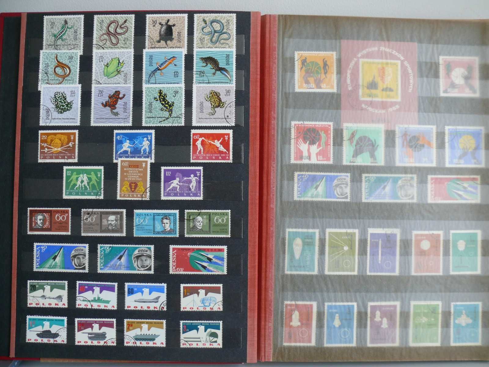 Kolekcja 4 klasery znaczków PRL lata 60, 70, 80-te abonamentowe