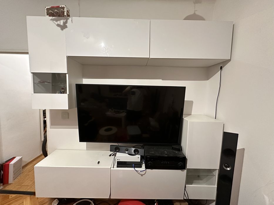 Regał meblościanka biały połysk zestaw mebli do salonu