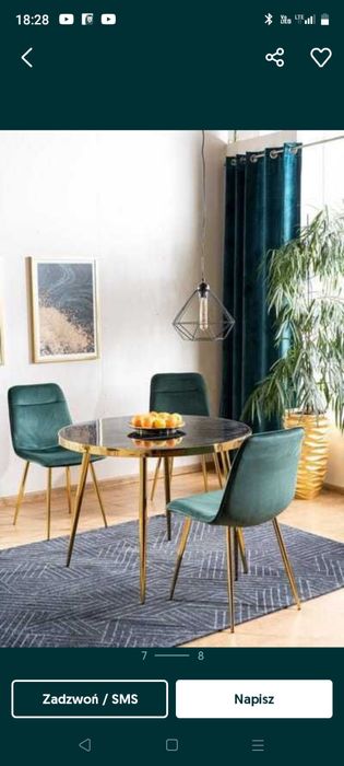 STÓŁ OKRĄGŁY CALVIN FI100 zloty czarny efekt marmuru dwa blaty !!