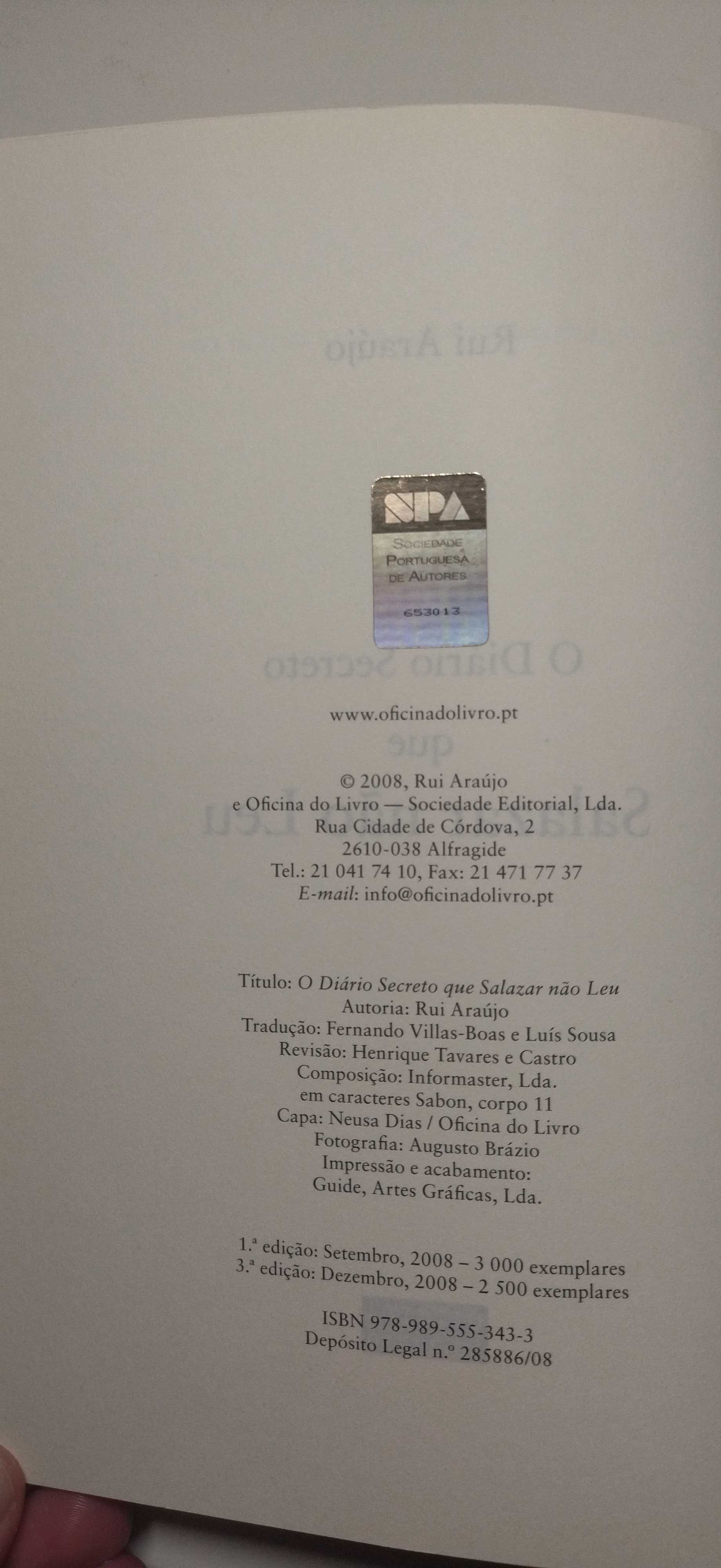 Livro - O Diário Secreto Que Salazar Não Leu