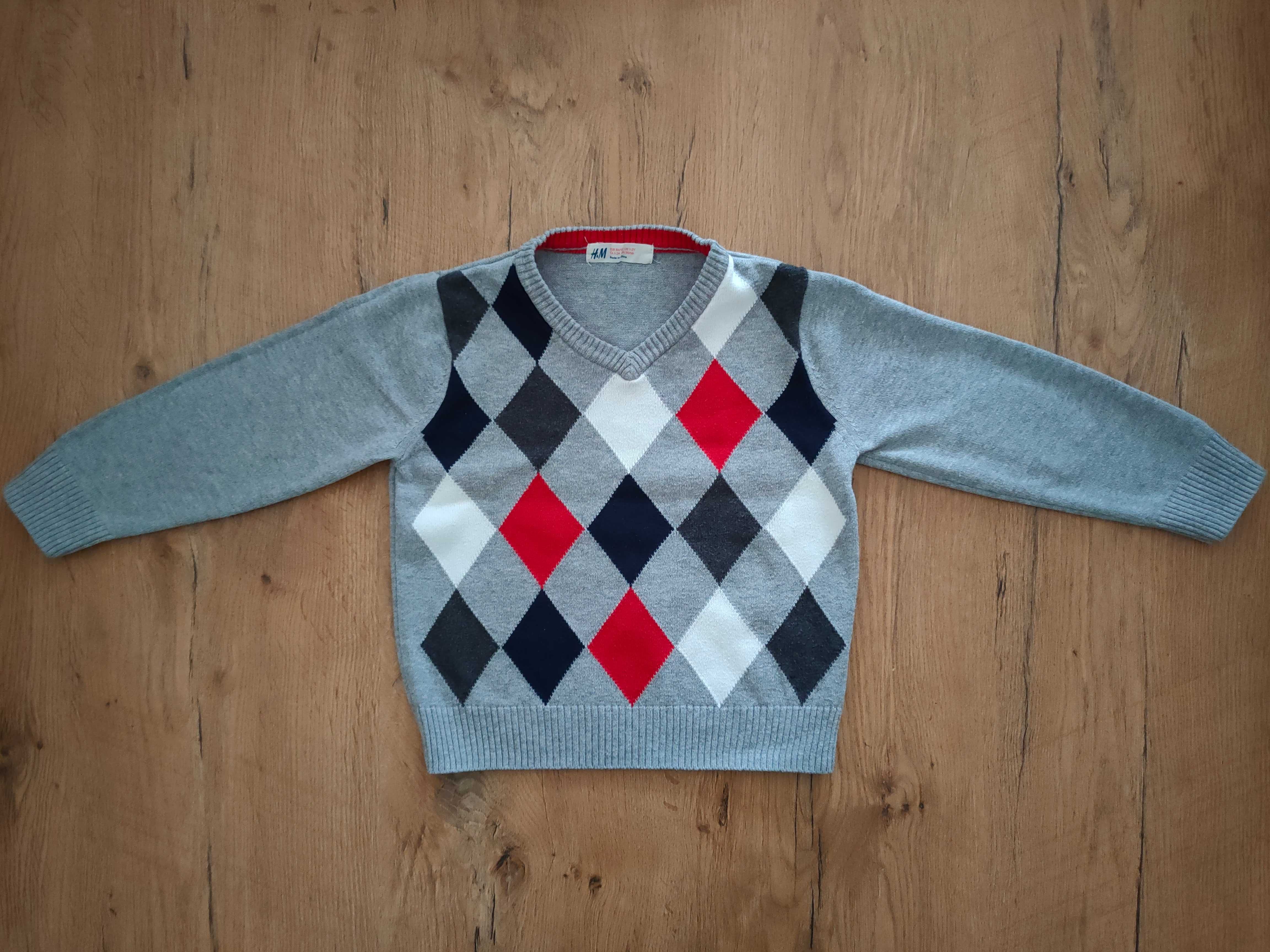 Sweter H&M 86 - 92 w romby świąteczny