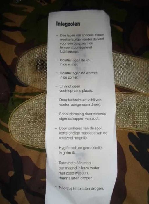Wojskowe Holenderskie Wkładki do Butów BOVEN r.43 anty-potne