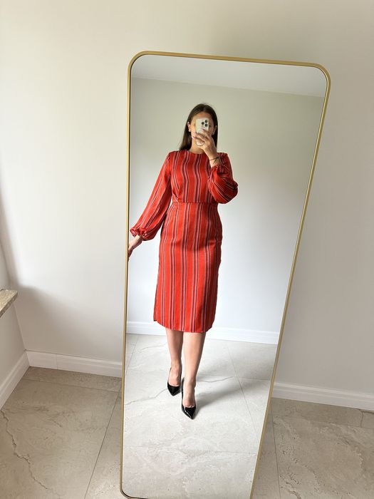Elegancka sukienka w paski River Island rozmiar 38