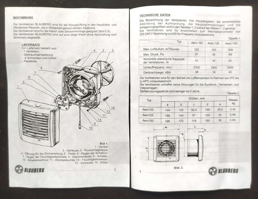 Blauberg Aero 125 Вентилятор Побутовий