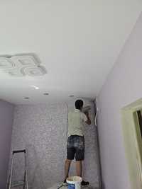 Натяжні стелі поклейка обоїв шпаклівка ламінат плитка ремонт дахів