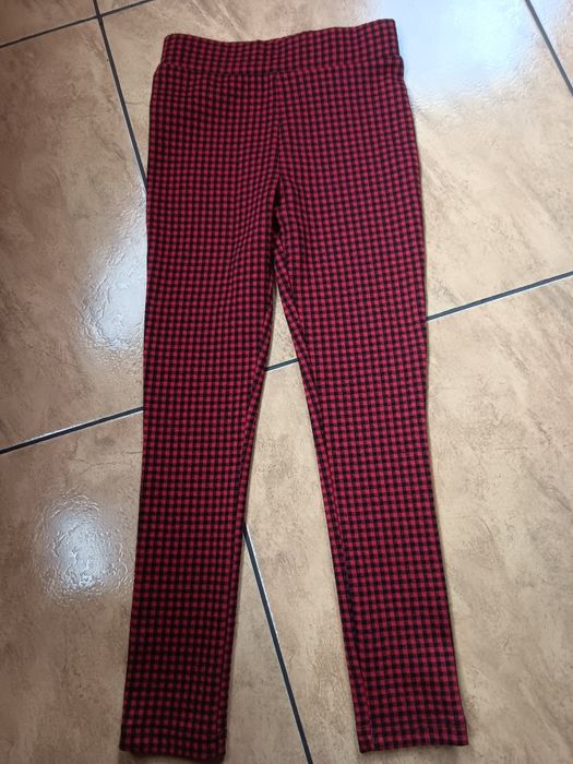Spodnie dziewczęce w kratkę rurki legginsy